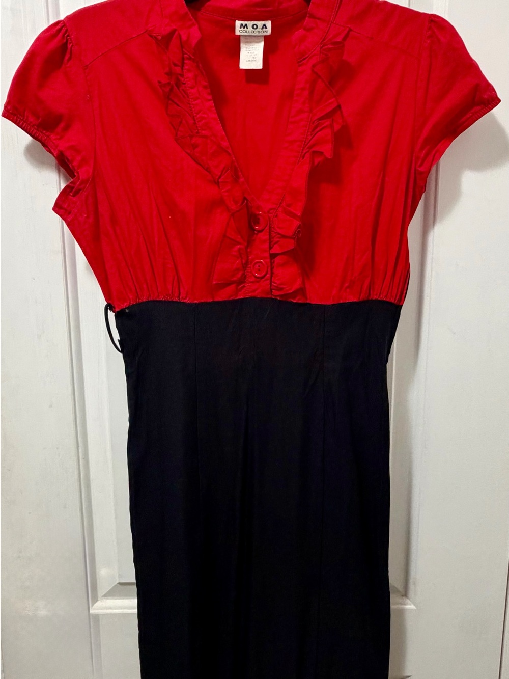MOA Collection Formal Two-Tone Red and Black Midi Dress